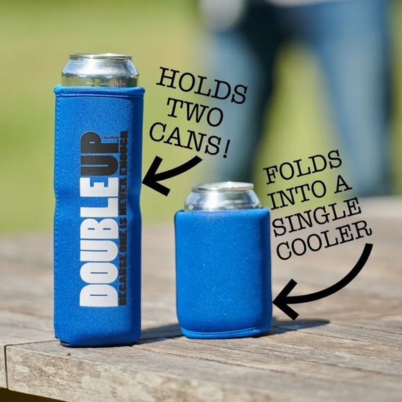 DoubleUp Can Cooler Double Can Holder Because One Is Never Enough Barbie Pink - Picture 10 of 14